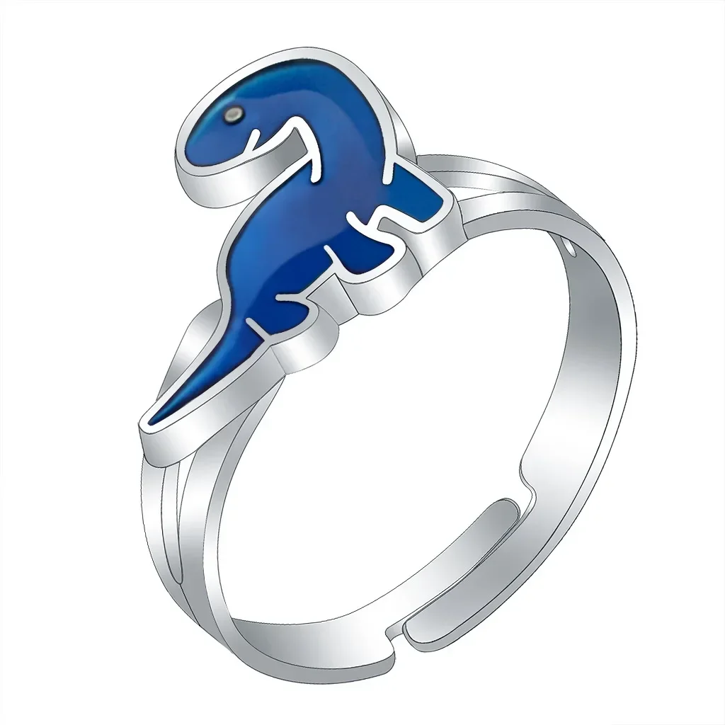 

100pcs Animals Cartoon Children's Long-tailed Dinosaur Ring Temperature Controlled Color Jewelry Gothic Anillos Mood Ring