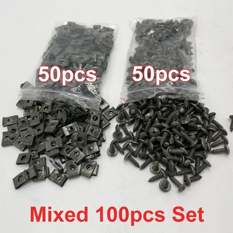 Self Tapping Screws Metal Fastener Clip for Car Motorcycle U-Type Clip with Screw Anti-rust Protection Clip Screw Iron Sheet Kit