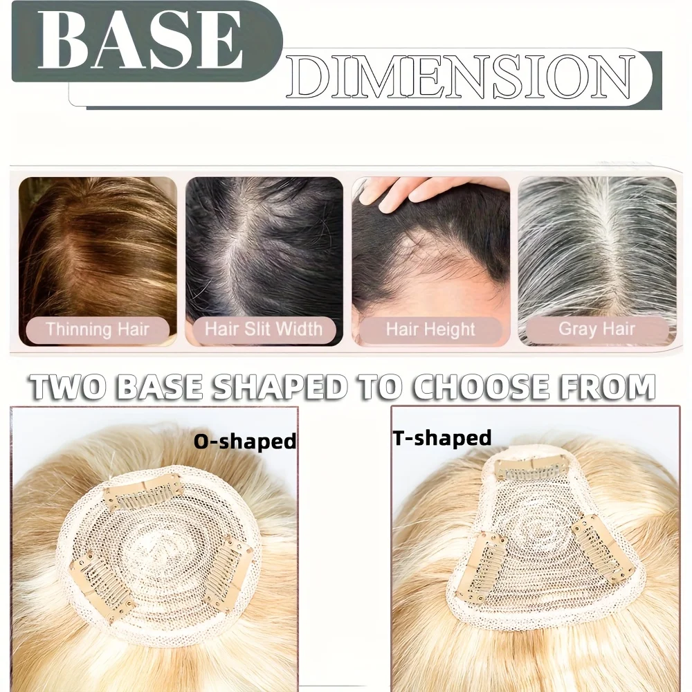 360° 3D Hair Clip with Bangs for Women -Topper Hair Clip with Bangs, 00% Human Hair Straight Hair Extensions, #12p613 Color