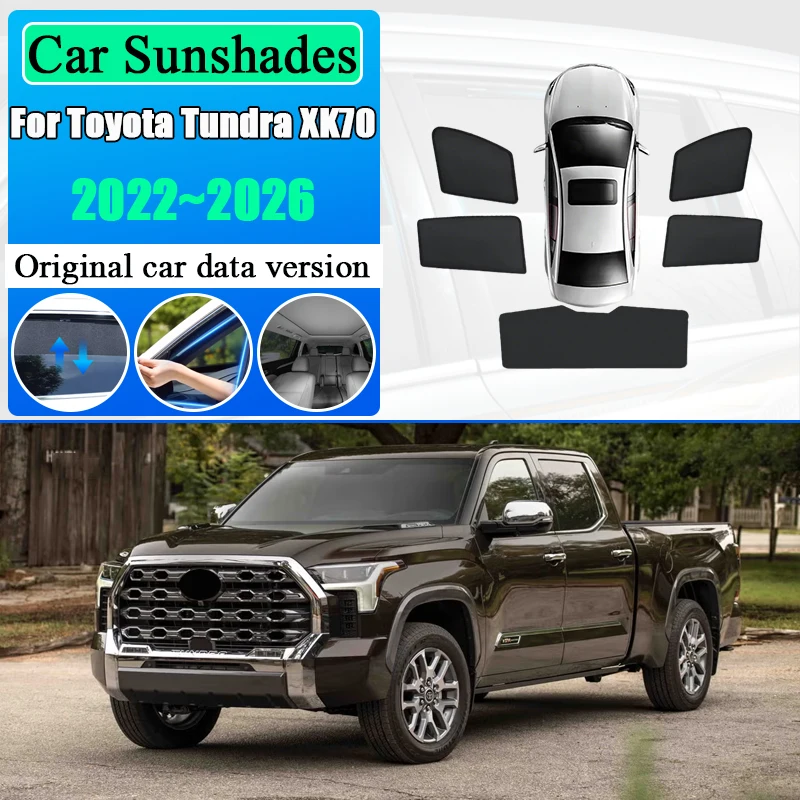 

For Toyota Tundra XK70 2022 2023 2024 2025 2026 Car Mesh Sunshades Heat Insulation Curtains Privacy Windows Visors Accessories