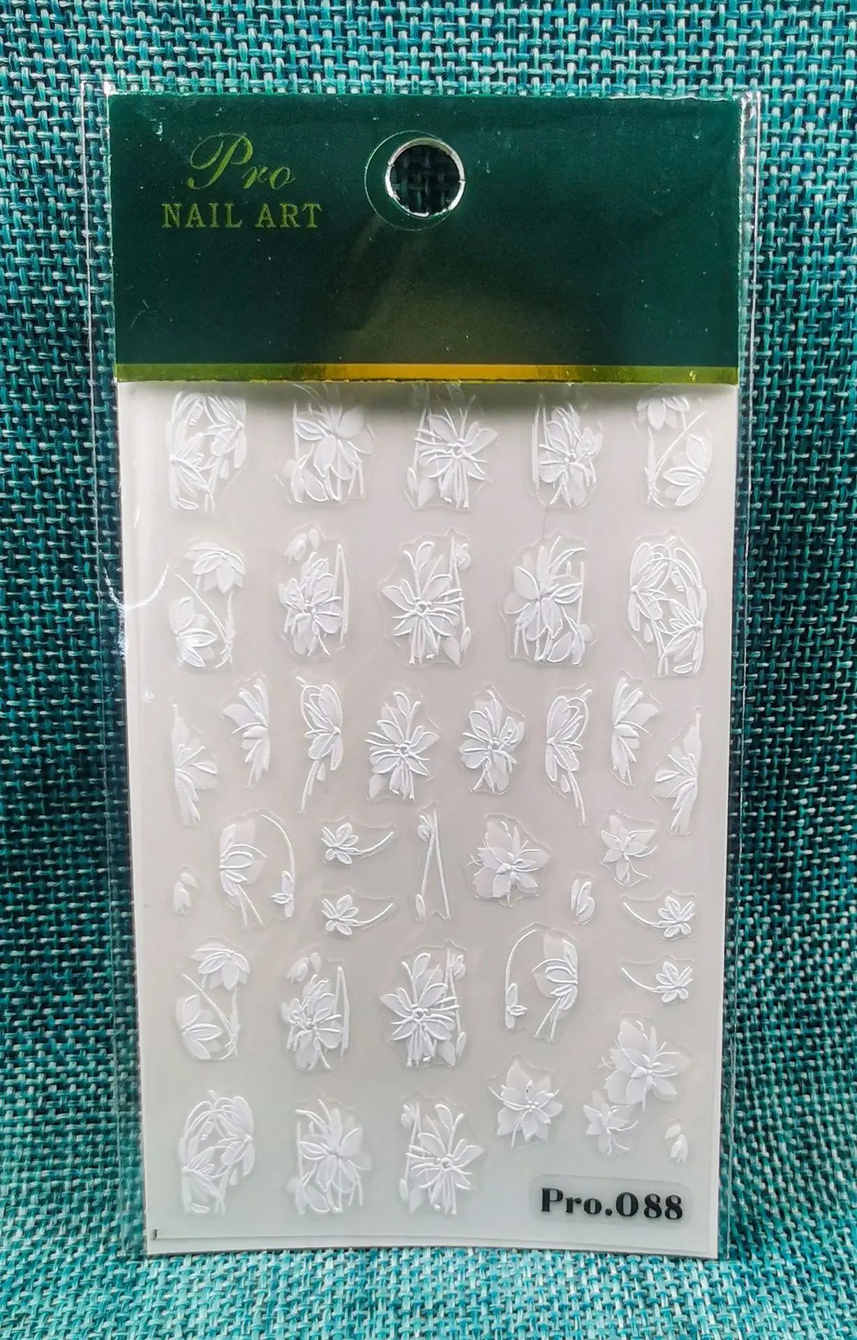 5d Embossed Nail Art Stickers White Flowers French Full Tips Adhesive Sliders Decals Decorated Nail Manicures