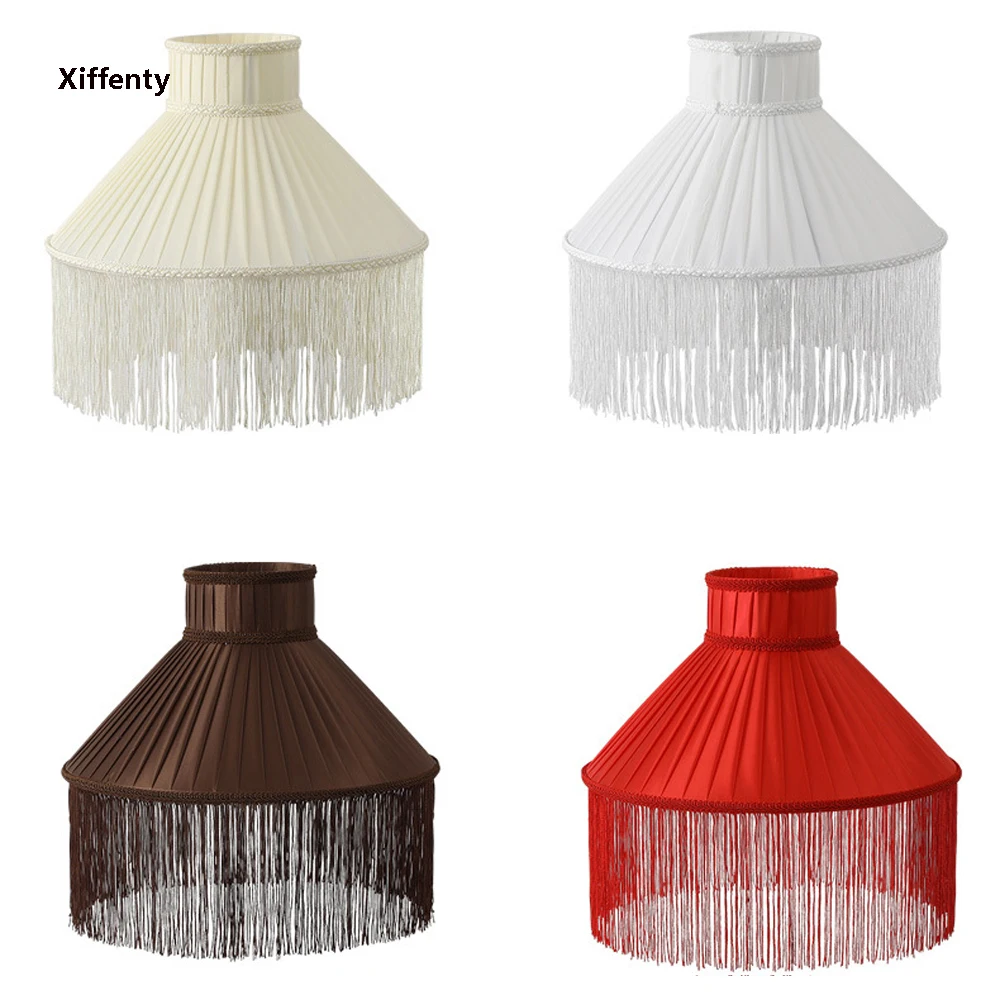 Fabric Lampshade Accessories Desk Lamp Floor Lamp Large Circular Tassel Hanging Tassel Lampshade Replacement of Shell Cover