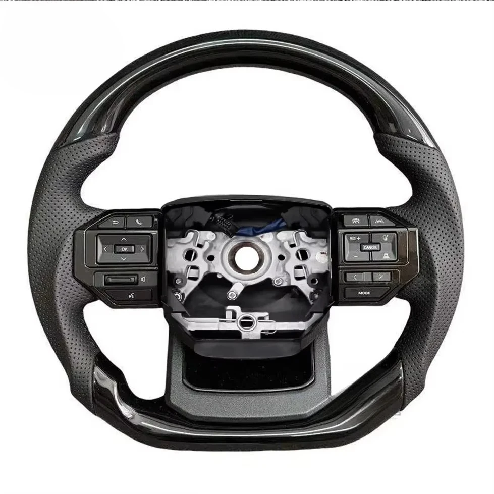 In Stock Upgrade Accessories LC250 Custom D & Round Shape Carbon Fiber Leather Wood Steering Wheel For Toyota Land Cruiser Prado
