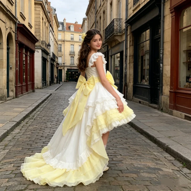 トレーリングボウオーガンザ二重層蝶結び取り外し可能な装飾ロリータドレスウェディングドレス大きなウエストアクセサリー