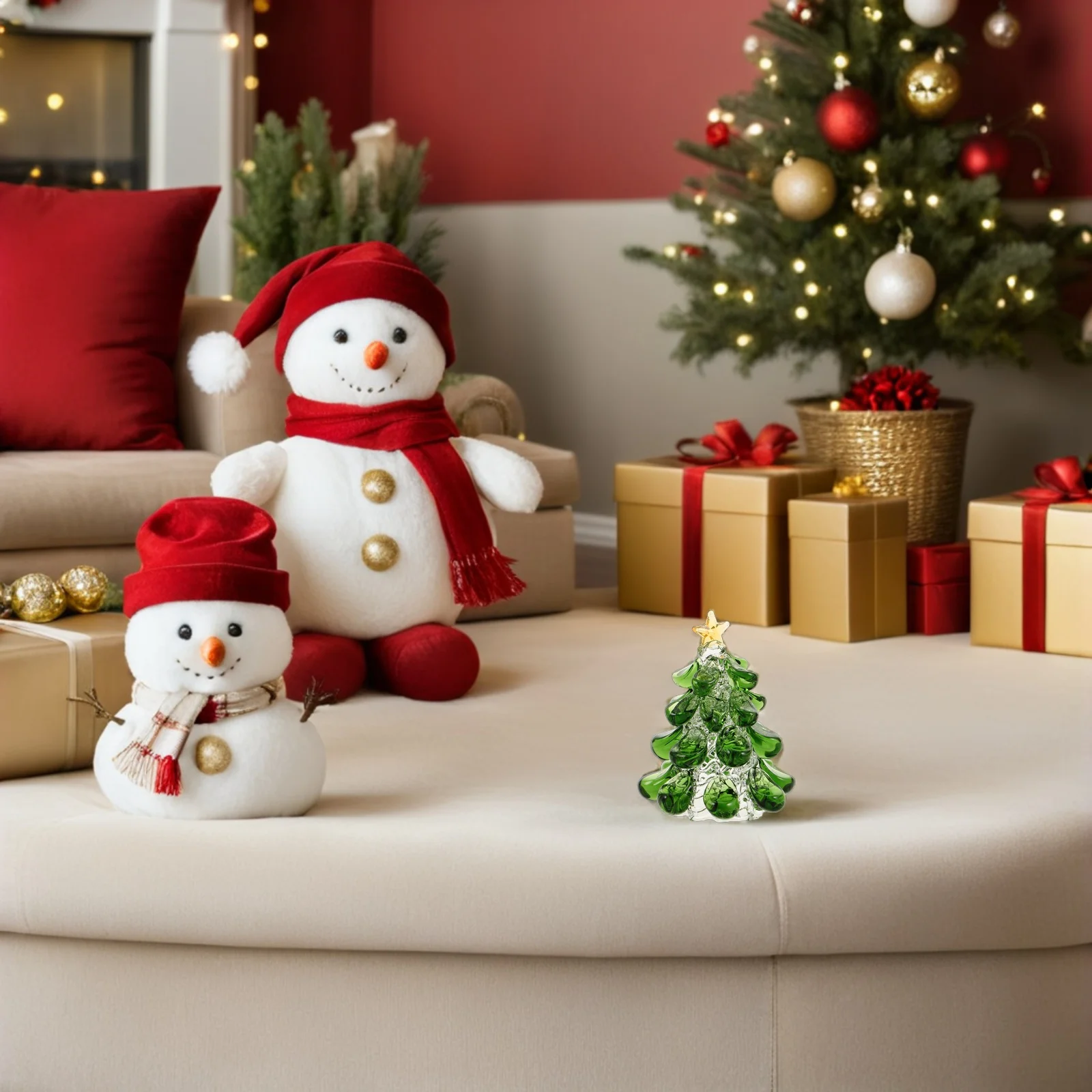 

Christmas Table Centerpieces Crystal Tree Decoration Figurine Tabletop Clear Glass