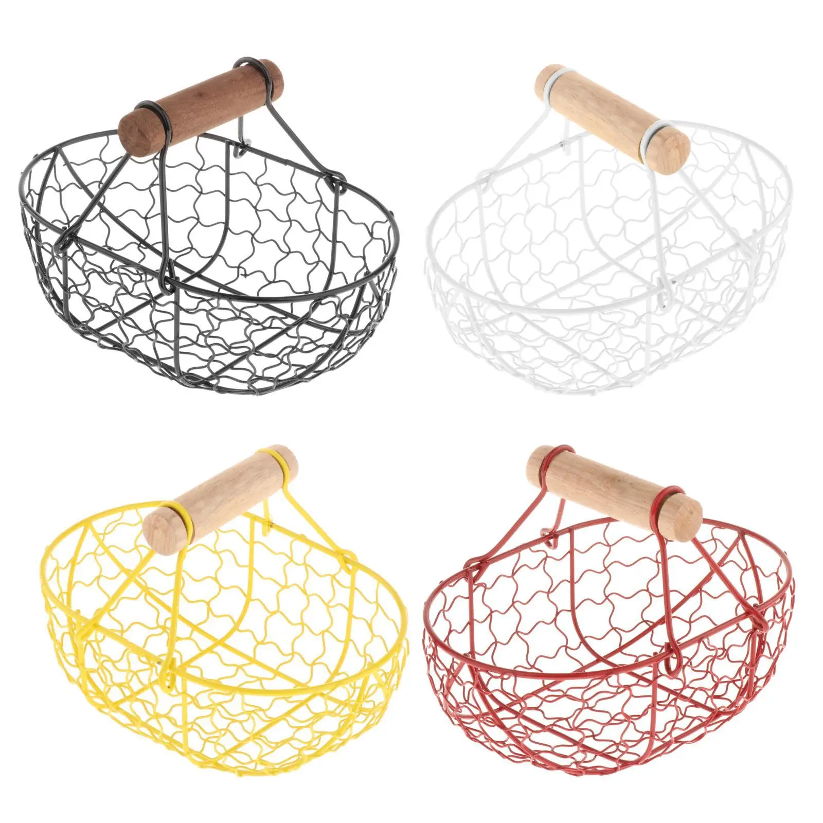 Fruit Basket with Wood Handle Centerpieces Decor Reusable Organizer Dessert