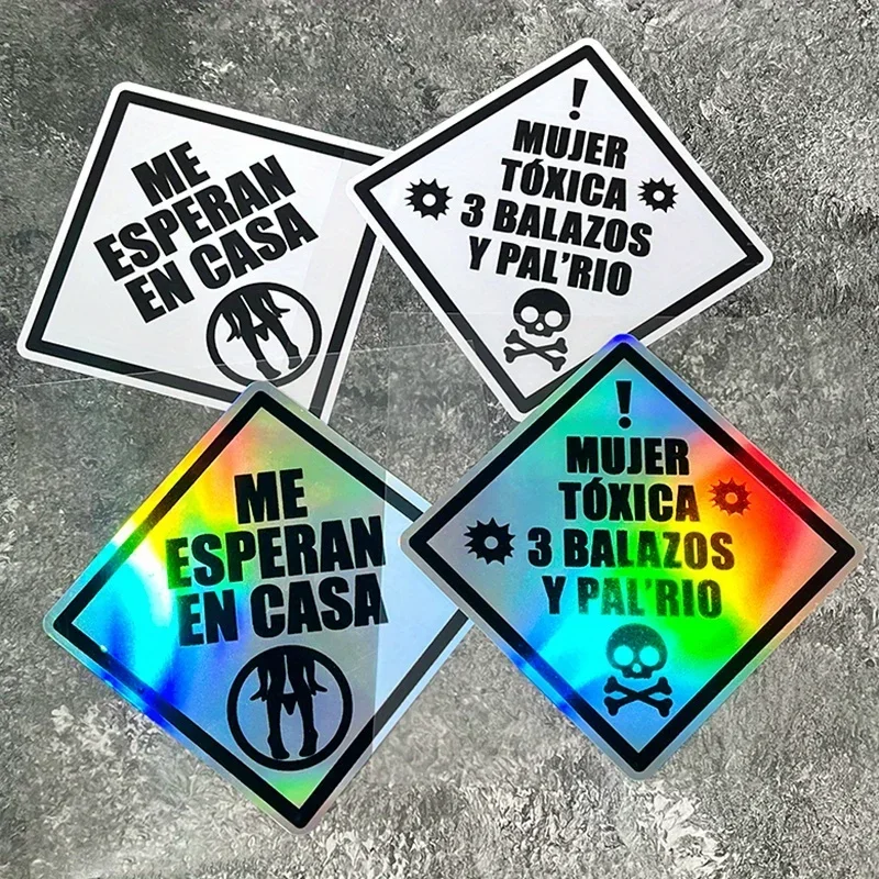 1 pegatina española holográfica única: diseño moderno, calcomanía decorativa extraíble para mochilas, fundas para casco y guitarra