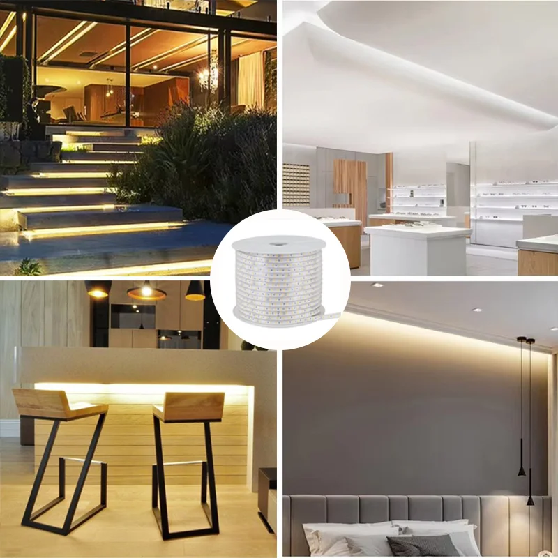 Tira de luces Led de 220V, 1-30m con enchufe europeo 2835, cinta de luz Flexible, cinta Led impermeable para el hogar, cocina, iluminación de decoración de jardín al aire libre