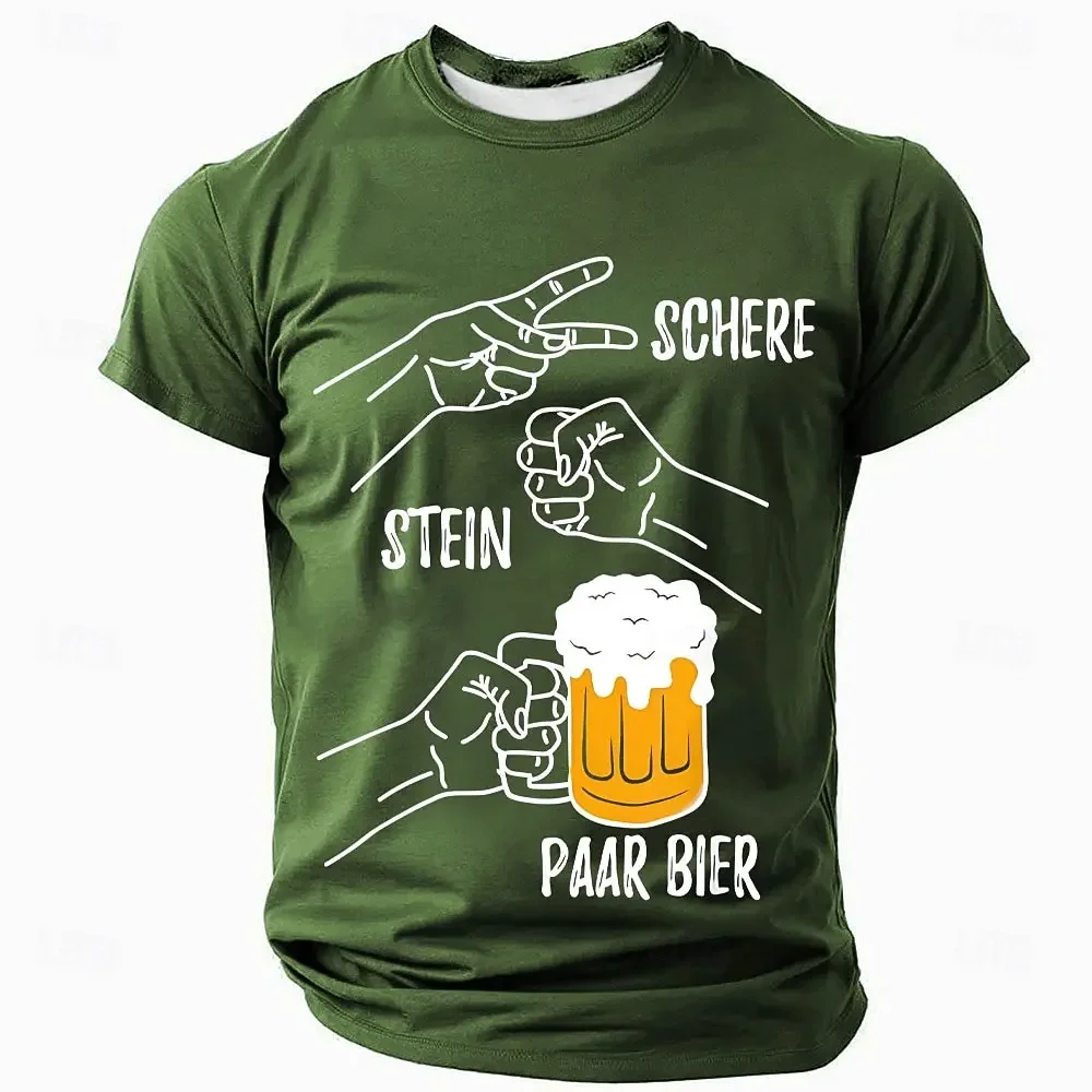 

Men's Schere Stein Bier Shirt German T Shirt Short Sleeve T shirt 3D Print Crew Neck Shirt Fashion Daily Street Daily Clothing