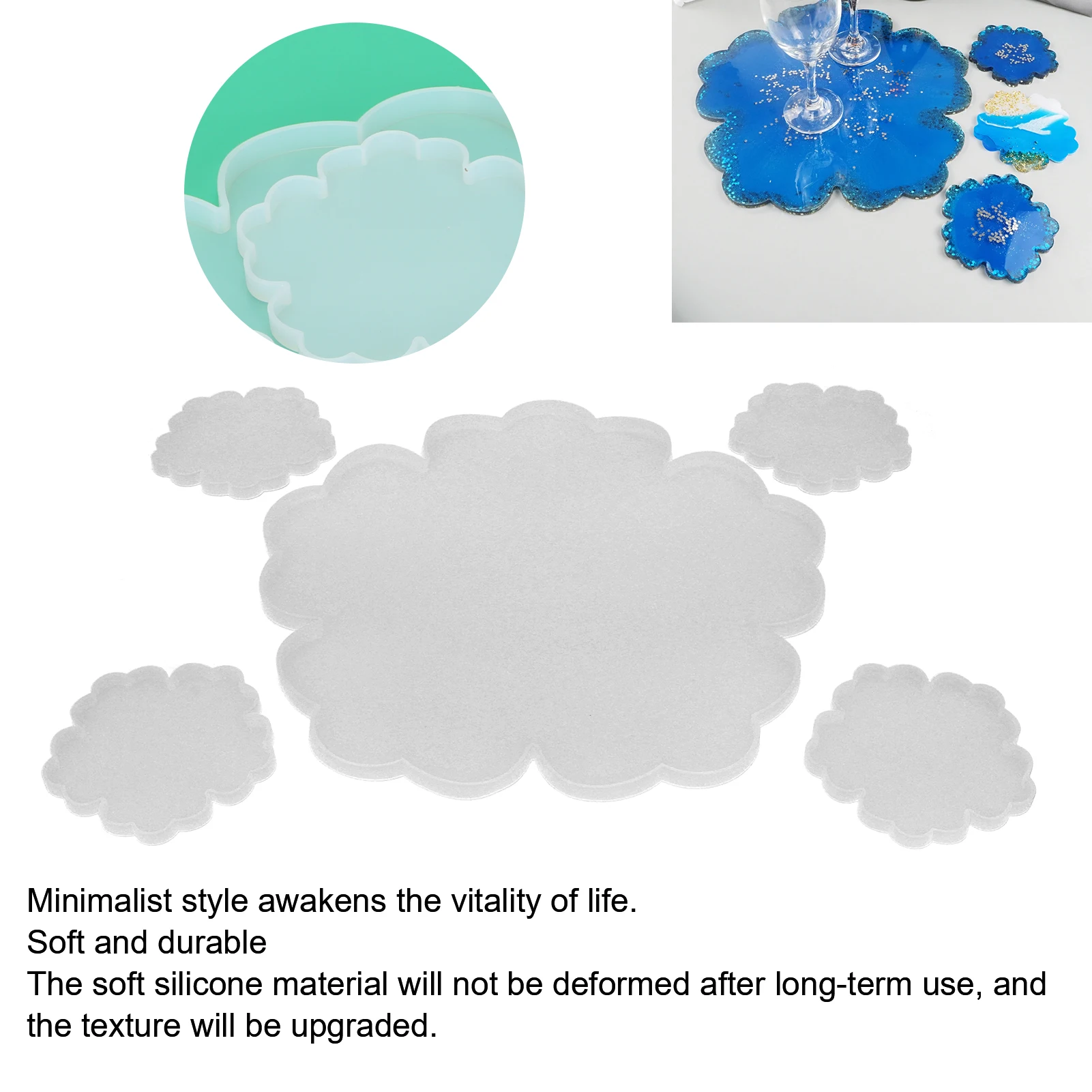 Stampi in resina per sottobicchieri per fiori Pezzi Stampi in resina siliconica per sottobicchieri Set per la decorazione domestica Stampi per sottobicchieri per fiori per colata di resina