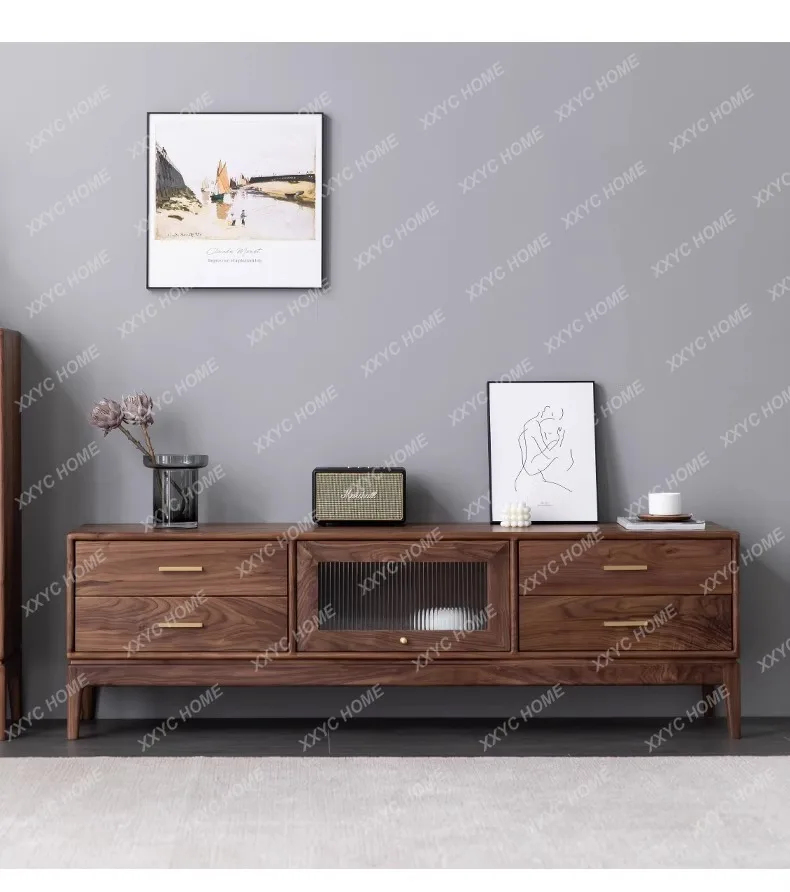 LL solid wood TV cabinet Japanese-style small apartment storage family simple light luxury