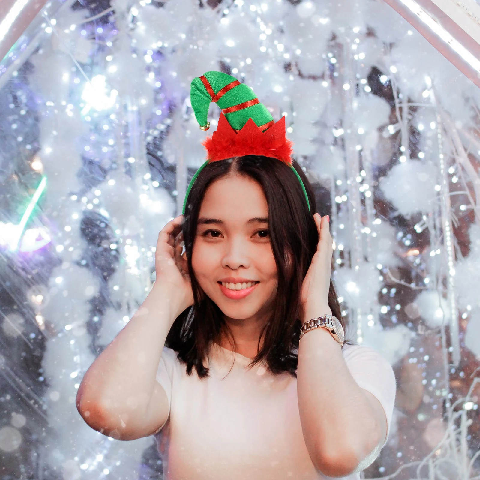 

2 Pcs Hat Headband Bell Christmas Headbands Holiday Hair Accessories for Women Fabric Costume