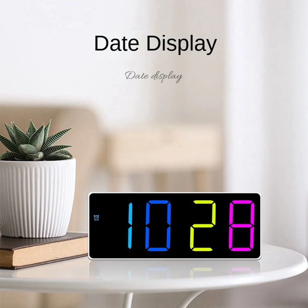 Digital Alarm Clock Temperature and Date Display Electronic LED Alarm Clocks Voice Control Table Clock Brightness Adjustable