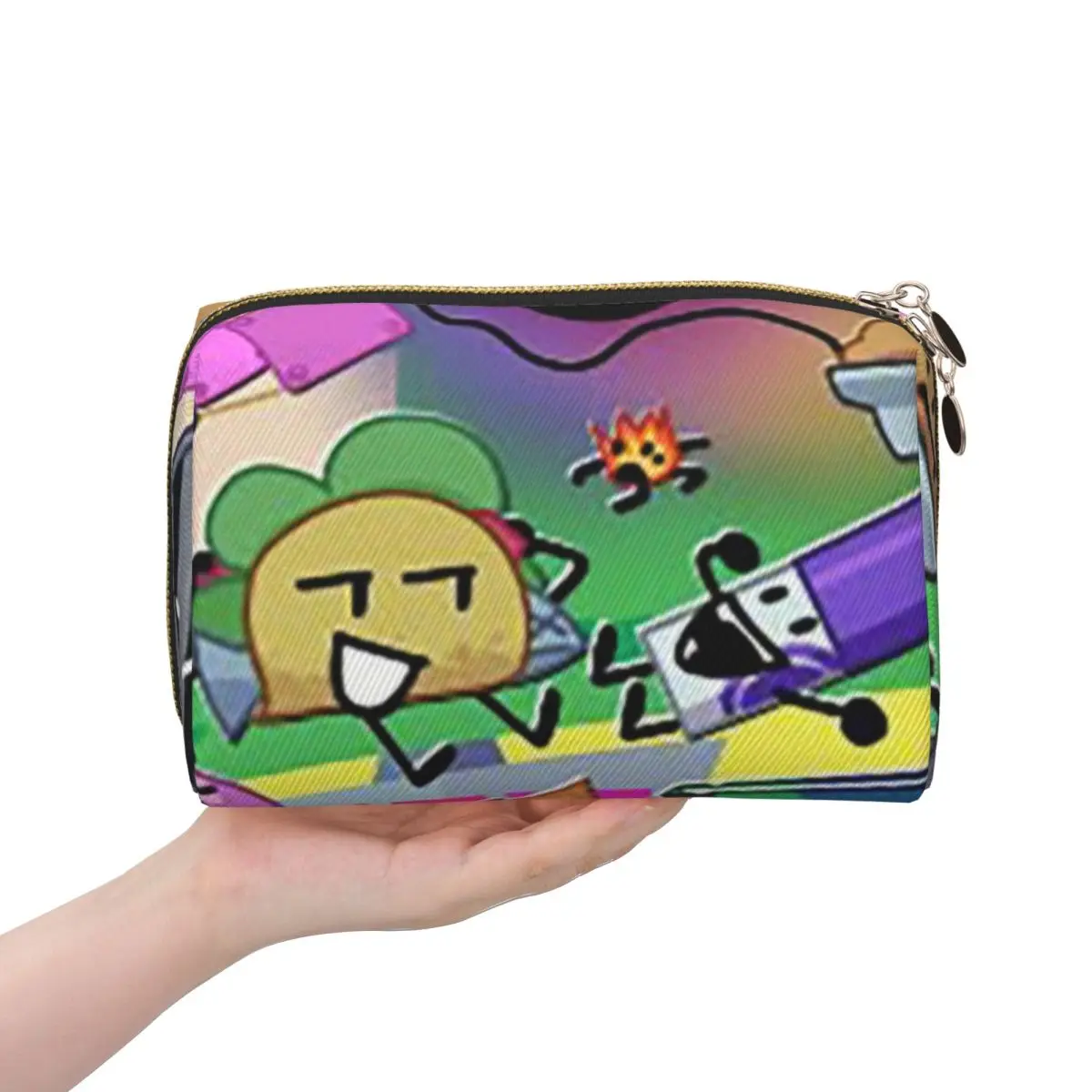 BFDI All Characters Women Cosmetic Bag Travel Makeup Organizer Pouch Toiletry Storage Dopp Kit Case