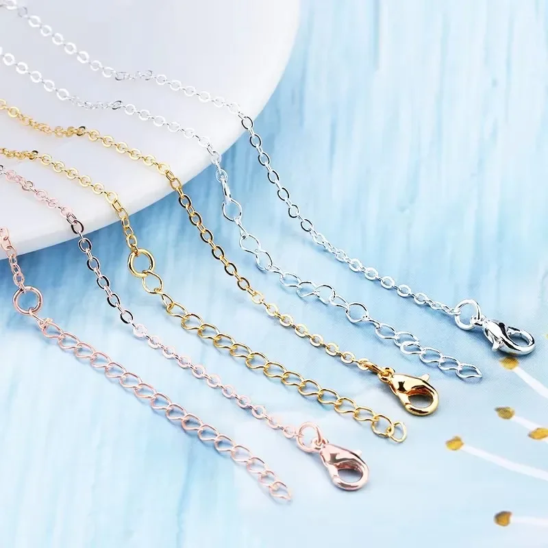 

12pcs Women Necklace 45cm Fashion Jewelry Accessories Copper Aberdeen Box Chain White K Cross Chain For DIY Jewelry Necklace