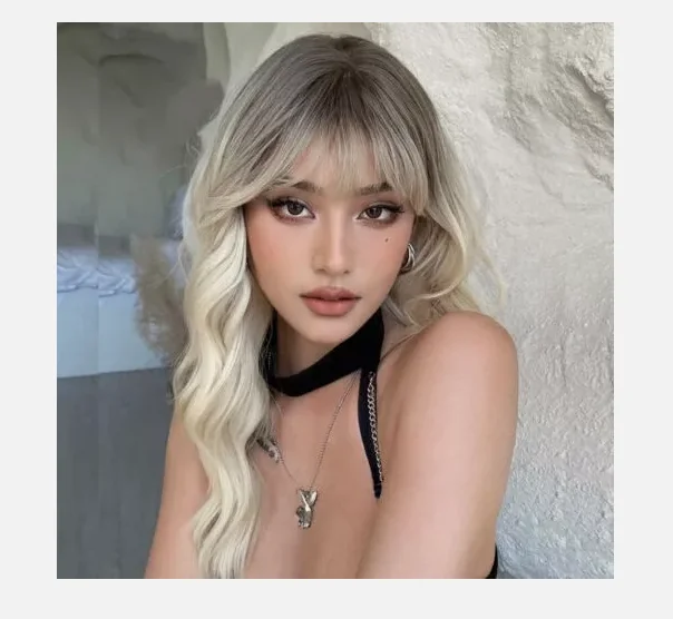 Novas perucas longas loiras claras onduladas femininas lindas 24 polegadas