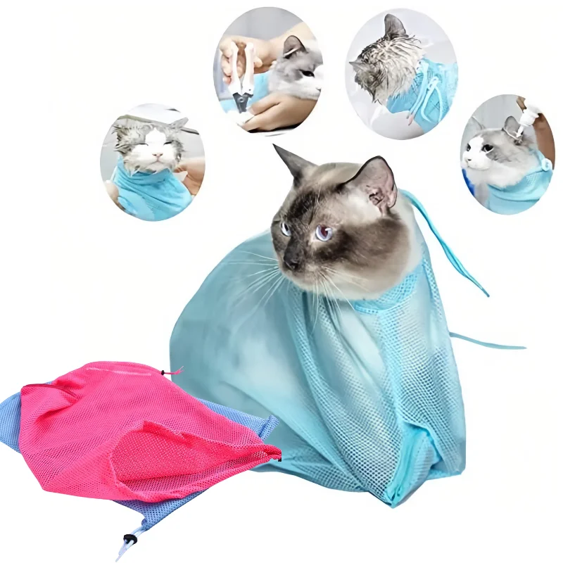 

Portable Cat Grooming Bag - Anti Scratch Pet Bathing Mesh Pouch for Outdoor Camping Nail Trimming & Vet Visits
