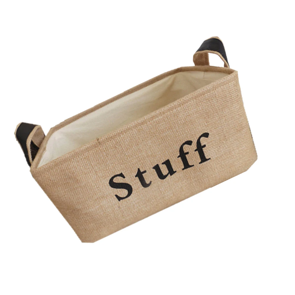 

Jute Storage Collapsible Cotton Basket ganizer Bucket H Packing Box Country Style Jute Storage Bin