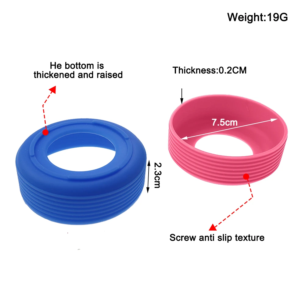 1Pc 7.5CM 19G 15 Colour Threaded Soft Silicone Cup Bottom Cover Wear Resistant Ring Sleeve Sheath Anti Slip Good Toughness