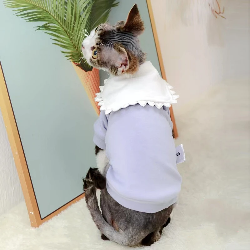 Spring Sphinx Cat Clothes Soft Hoodies For Sphynx Sweatshirt Pet Costume Kitten Jumpsuit With Cute Collar Autumn Winter Devon Re