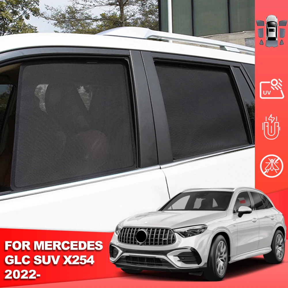 

For Mercedes Benz GLC SUV X254 2023 2024 Magnetic Car Sunshade Front Windshield Curtain Rear Side Baby Window Sun Shade Visor