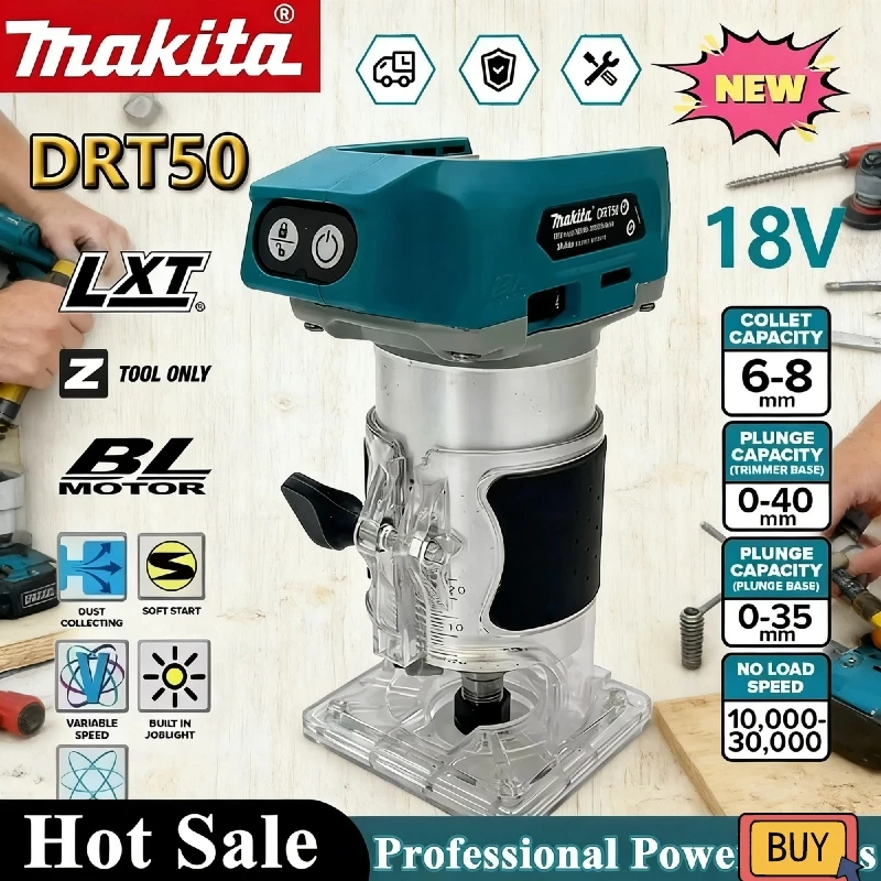 

Makita DRT50 18V Cordless Trimmer Rechargeable Brushless Slotting Tool for Woodwork Engraving Milling