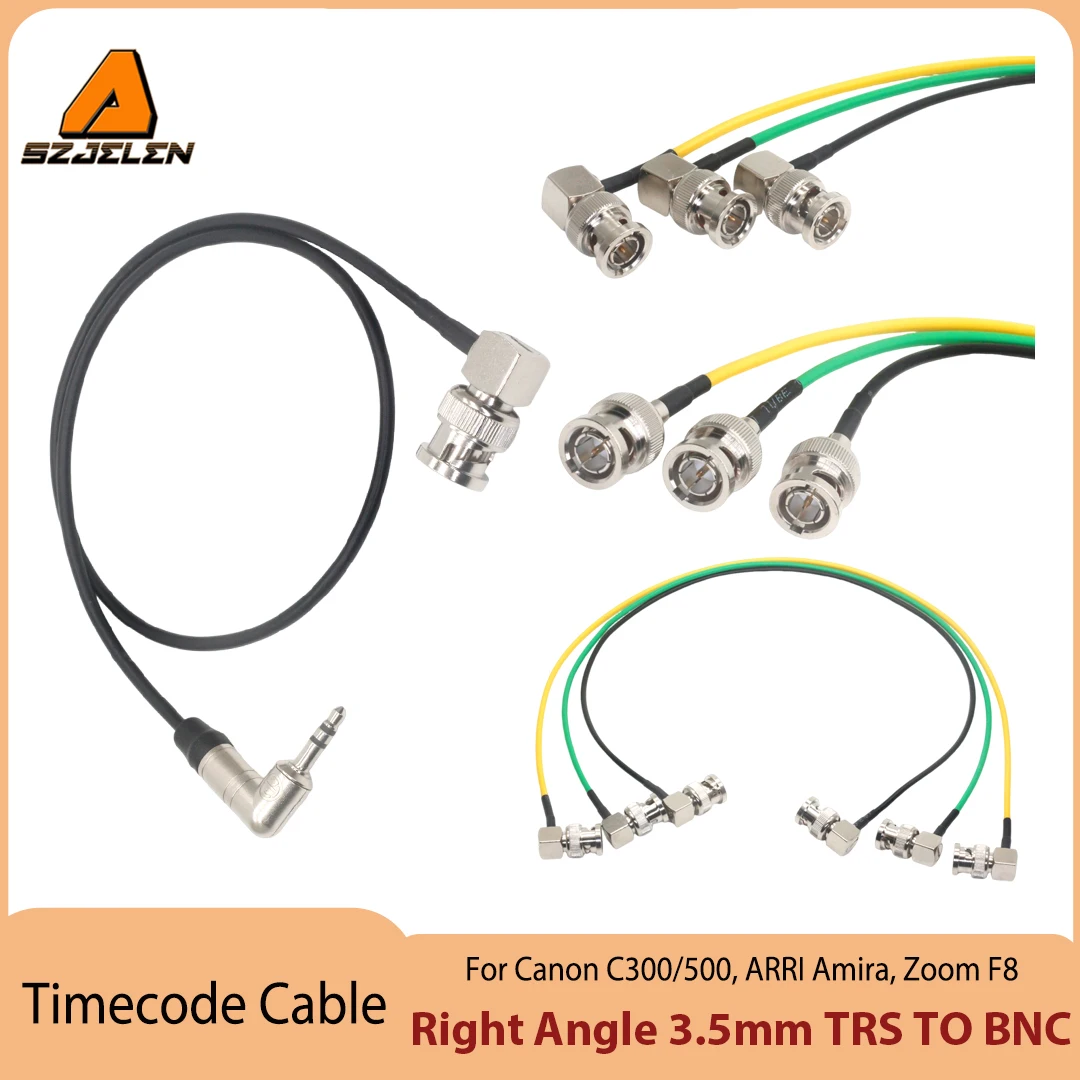 

1PC Timecode Cable Right Angle 3.5mm TRS to BNC for Canon C300/500, ARRI Amira, Zoom F8 Camera Equipments Timecode Audieo Cable