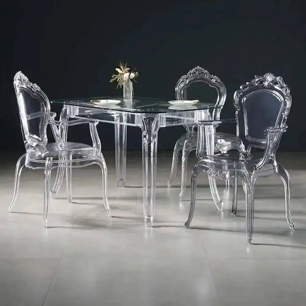 

Kitchen Furniture Transparent simple Dining Chairs Creative Household Acrylic Crystal Dining Chair Designer Palace Style Stool