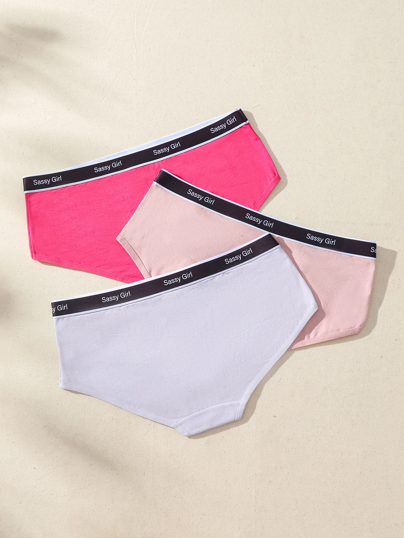 Paquete de 3 bragas de algodón puro para mujer, con cintura tejida en color aleatorio, agradable al tacto y que se adapta a la cintura.