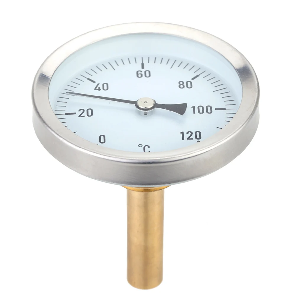 

63MM Water Temperature Gauge Liquid Thermometer High Precision Pipeline 0 120C Aluminum Case Waterproof Brass Pocket Horizontal