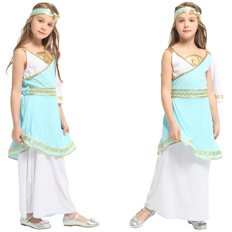 

Children Kids Roman Greek Princess Goddess Venus Athena Costumes Halloween Purim Carnival Party Cosplay Princess Dress