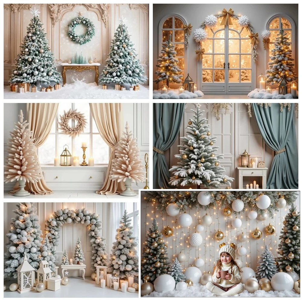 

MOON.QG Christmas 2025 Photography Backdrops Snow Glitter Curtain Arch Door Backgrounds Birthday Party Decorations Photo Studio