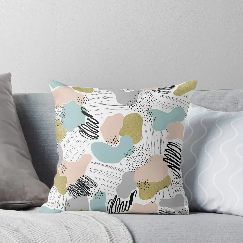 

Abstract Black & White with Pastel & Gold Pattern Throw Pillow Pillowcase Cushion Pillowcases For Pillows pillow