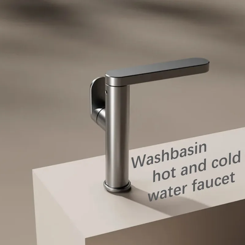 

Toilet washbasin hot and cold faucet, gray wear-resistant space aluminum rotatable bathroom accessory faucet