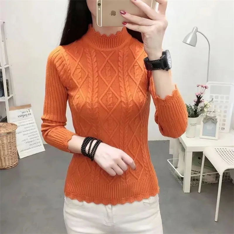 Merino Wool Cashmere Sweater Women\'s High Stacked Collar Pullover Long Sleeve Winter Knitted Sweater Warm High Quality Jumper