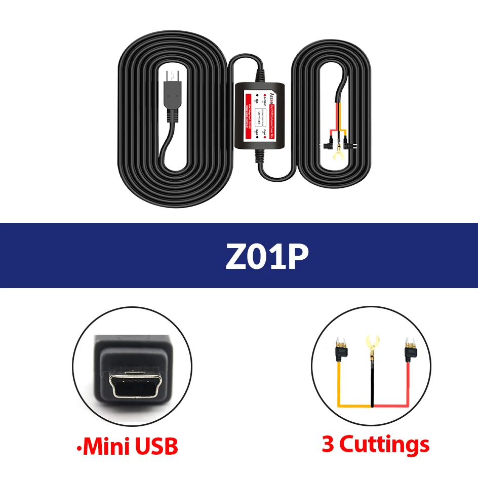 E-ACE 3.5 Meters Surveillance Hidden Wiring Three Wires 5V/2.5A For CAR DVR Mini Or TYPE-C USB Car Charger 24H Parking Monitor image 6