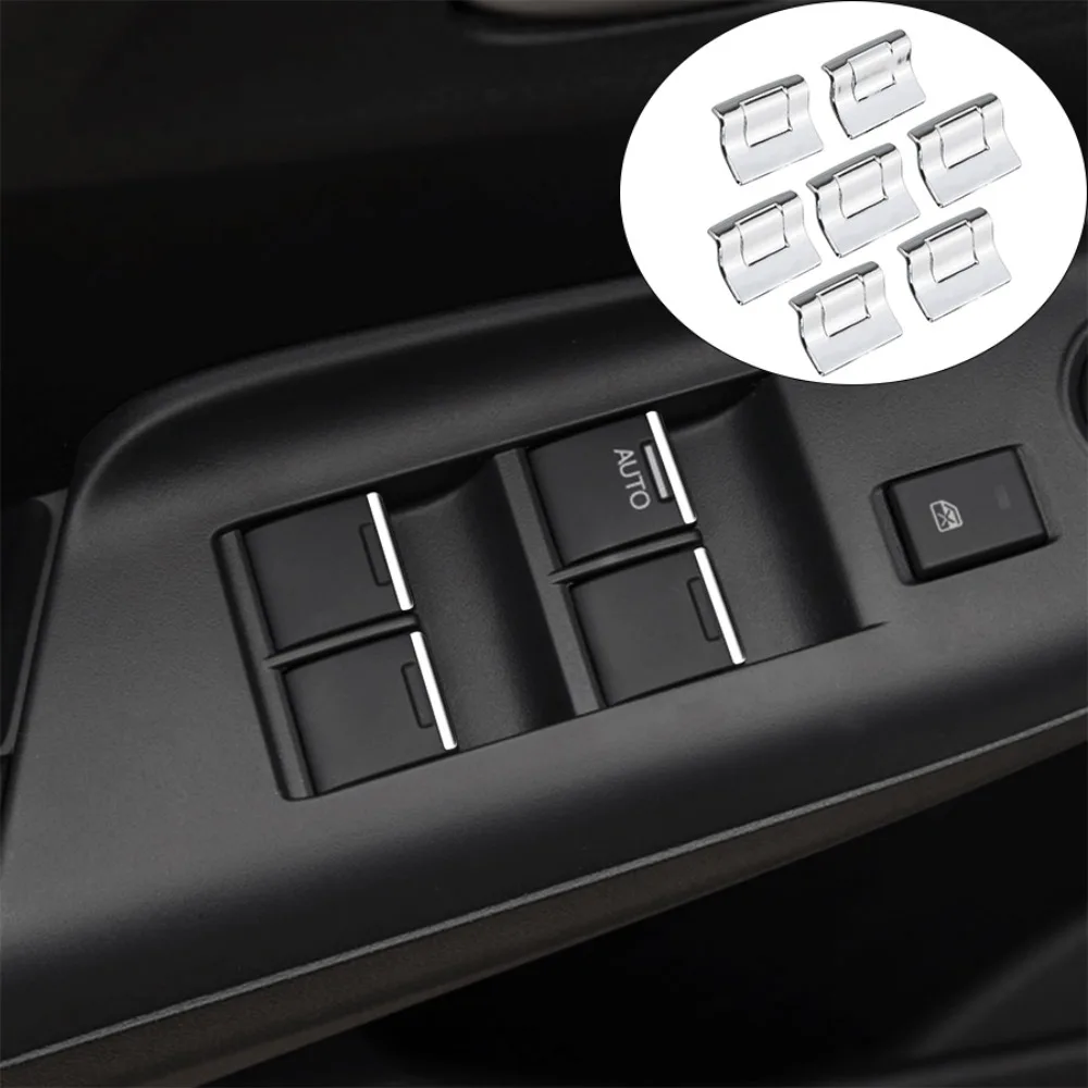 Adesivo de lantejoulas para interruptor de janela de carro, 7 peças, para honda jazz fit city civic crv brv jade accord odyssey piloto accessoties