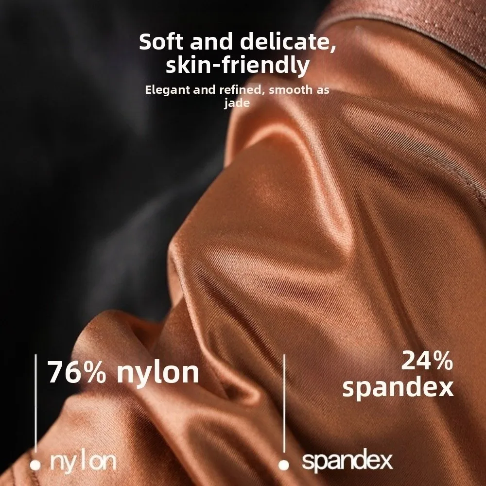 3 szt. Bokserki męskie z materiału podobnego do satyny, lodowy jedwab, gładkie, oddychające, chłodne majtki męskie, bokserki z wkładką 3D