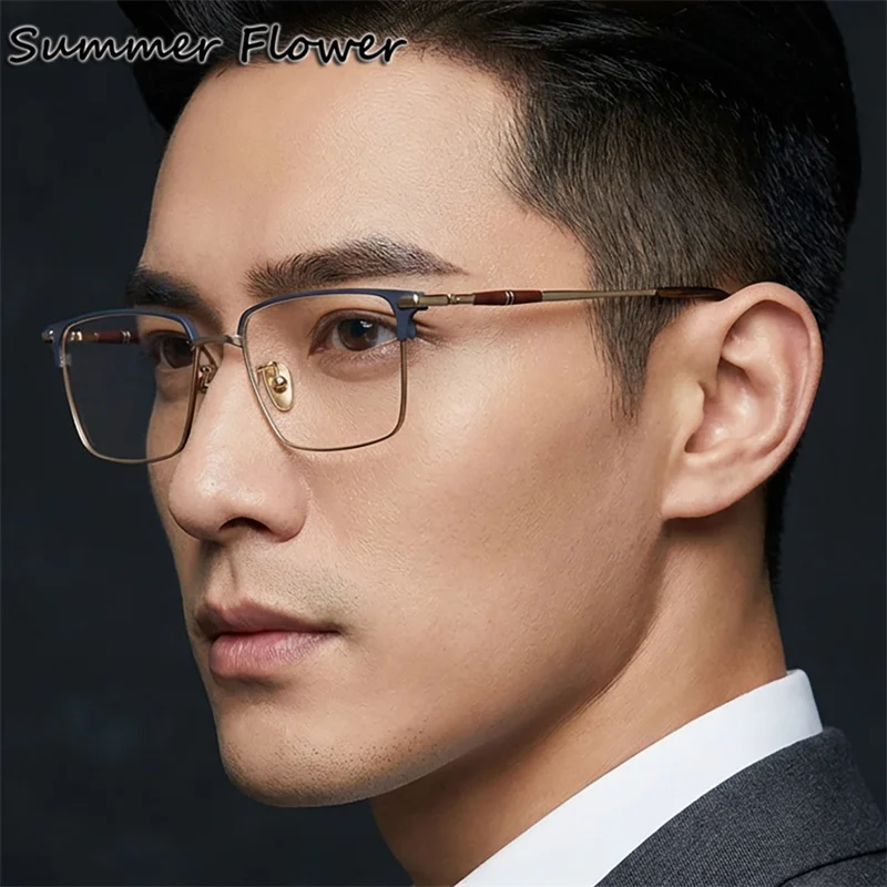 

Male Eyeglasses Rosewood Pure Titanium Spectacle for Prescription Lens Myopia Reading Gafas Man Fashion Ultra Light Frame