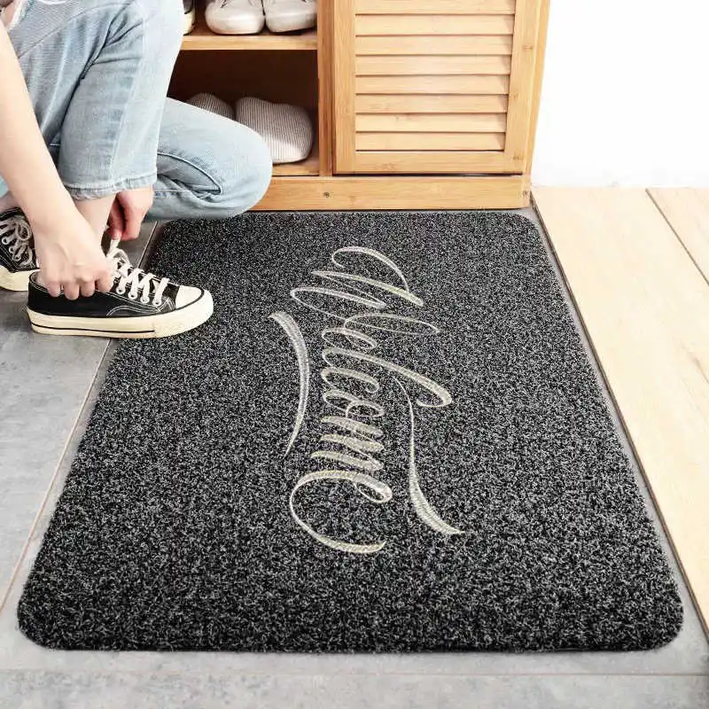 

Embroidered Welcome Door Mat Carpet 40x60cm Polyester TPR Rubber Anti-Slip Hallway Floor Mats Home Decorative Entrance Doormat