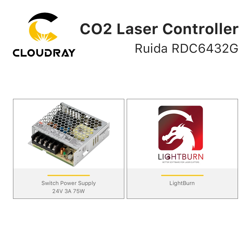 Imagem -05 - Clouday-ruida Rdc6432 Co2 Sistema Controlador Laser para Gravação a Laser Máquina de Corte Substituir Awc708s 6442s Leetro