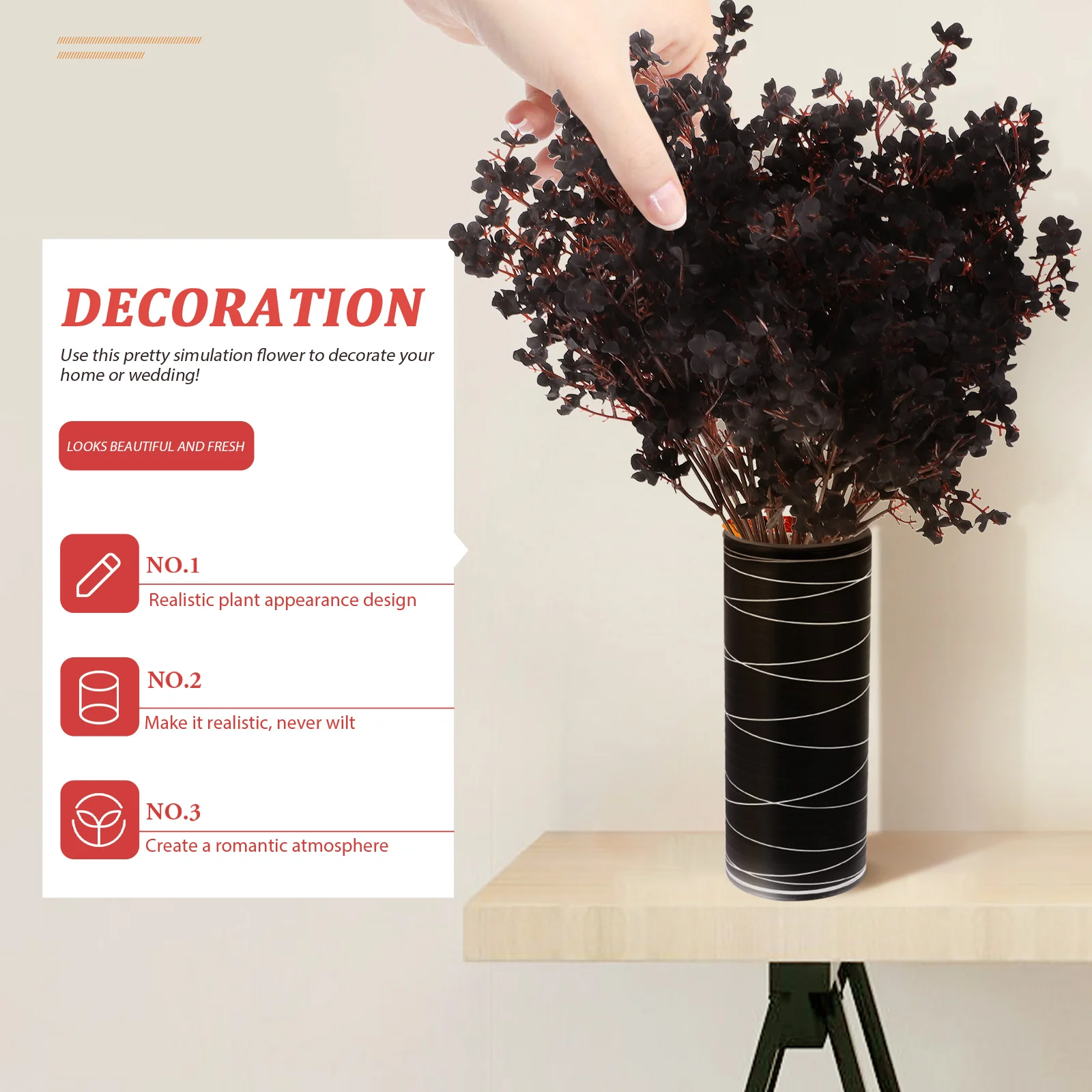 

Artificial Flowers Yellow Black Baby Toys Fake Babysbreath Home Decor Bouquet Flower Arrangement Living Room Dining Table