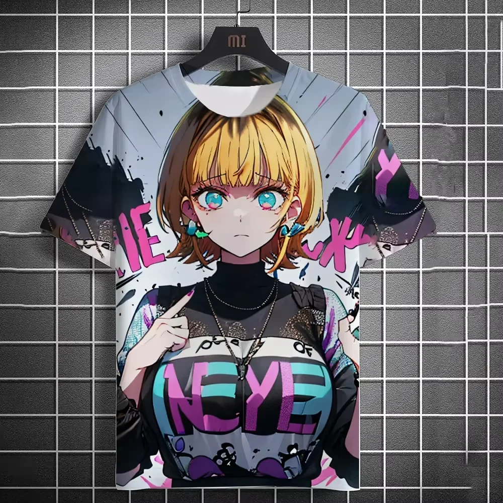 

New Men's T-shirt Anime Girl Pattern 3D Printing Short Sleeve Street Hip Hop Fashion T-shirt Comfortable Casual Men's Top