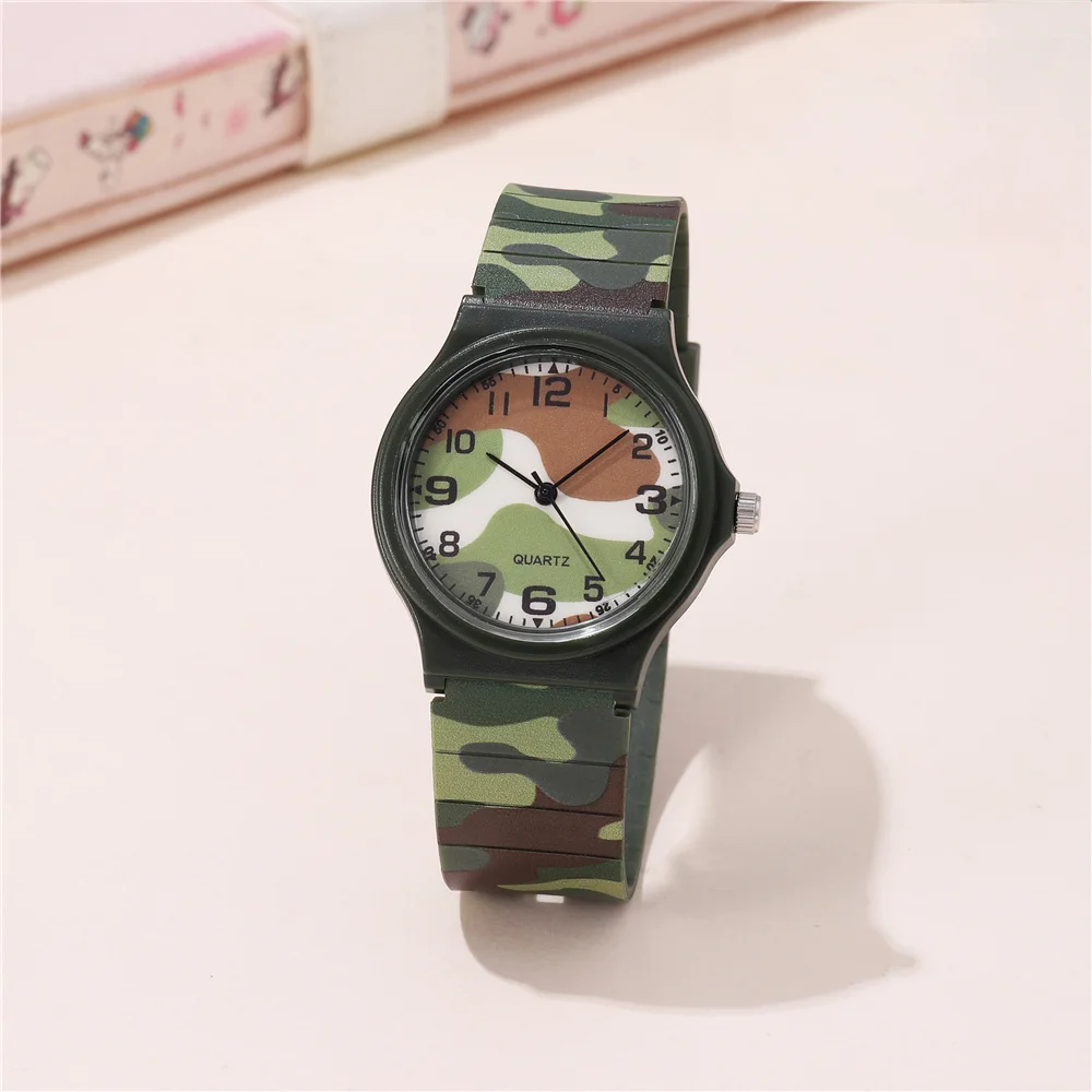 Eenvoudig Trendy Camouflageband Quartz Studentenhorloge