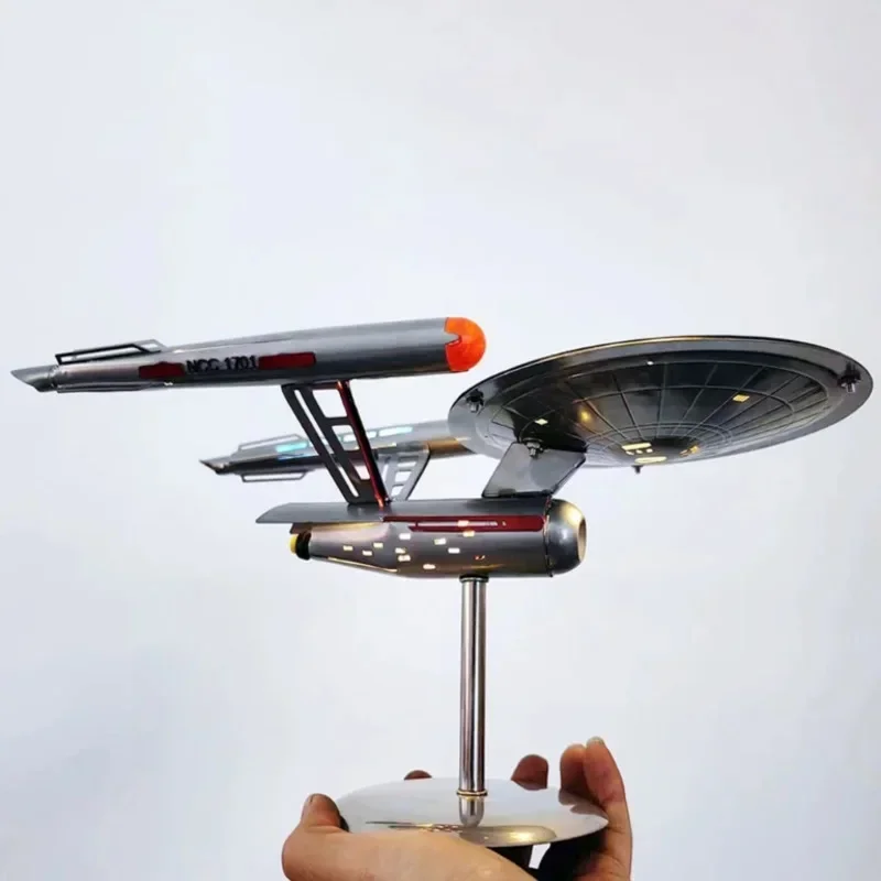 Star Trek Enterprise Metal Model With Light 1:1000 Statue Starship Flying Saucer Ornaments Collectible Models Toy Gifts