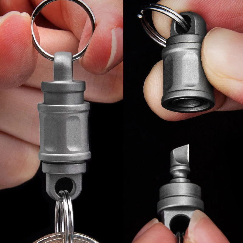 EDC Titanium Alloy 360° Rotatable Quick Release Keychain Carabiner Clip Keyring Car Key Holder Package Knife Box Cutter for Gift