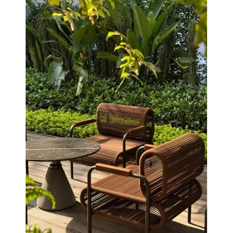 

Outdoor rattan sofa courtyard, open-air restaurant, casual single rattan chair