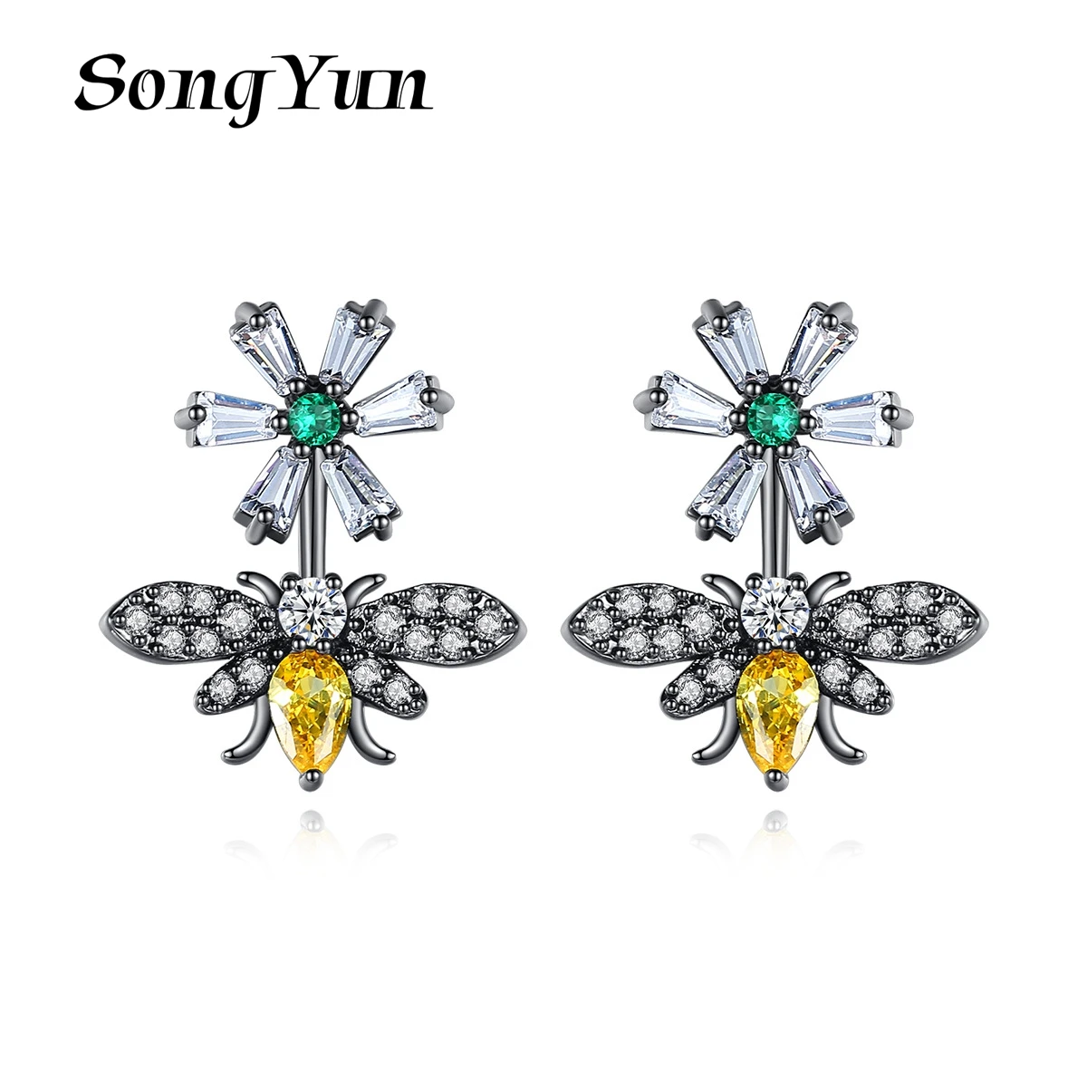 

Серьги-гвоздики SongYun Jewelry Manufacturer MHT Bee Flower из меди с цирконами в корейском стиле – модные серьги