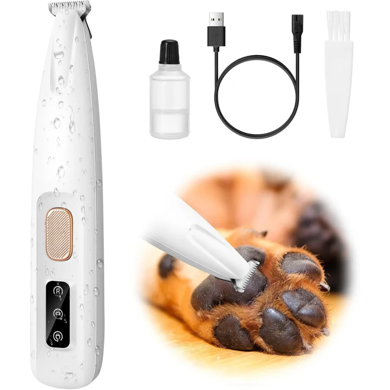 

Waterproof Pet Dog Paw Trimmer, 18mm-Blade Electric Dog Clippers for Groomming with Led,Rechargeable Hair Shaver-for Paws,Ears