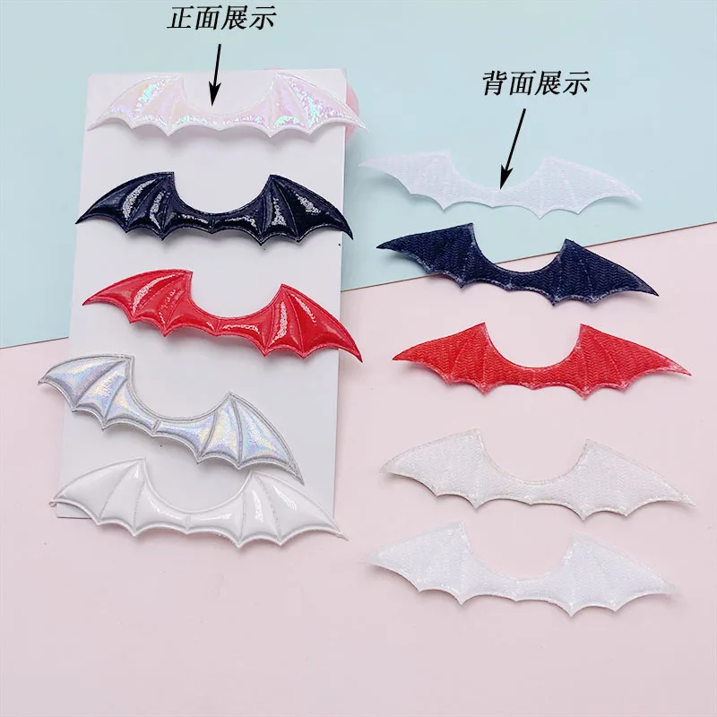 Leather Fabric Halloween Demon Bat Wings Padded Appliques For DIY Halloween Costume Vampire Hair Clip Decoration Accessories